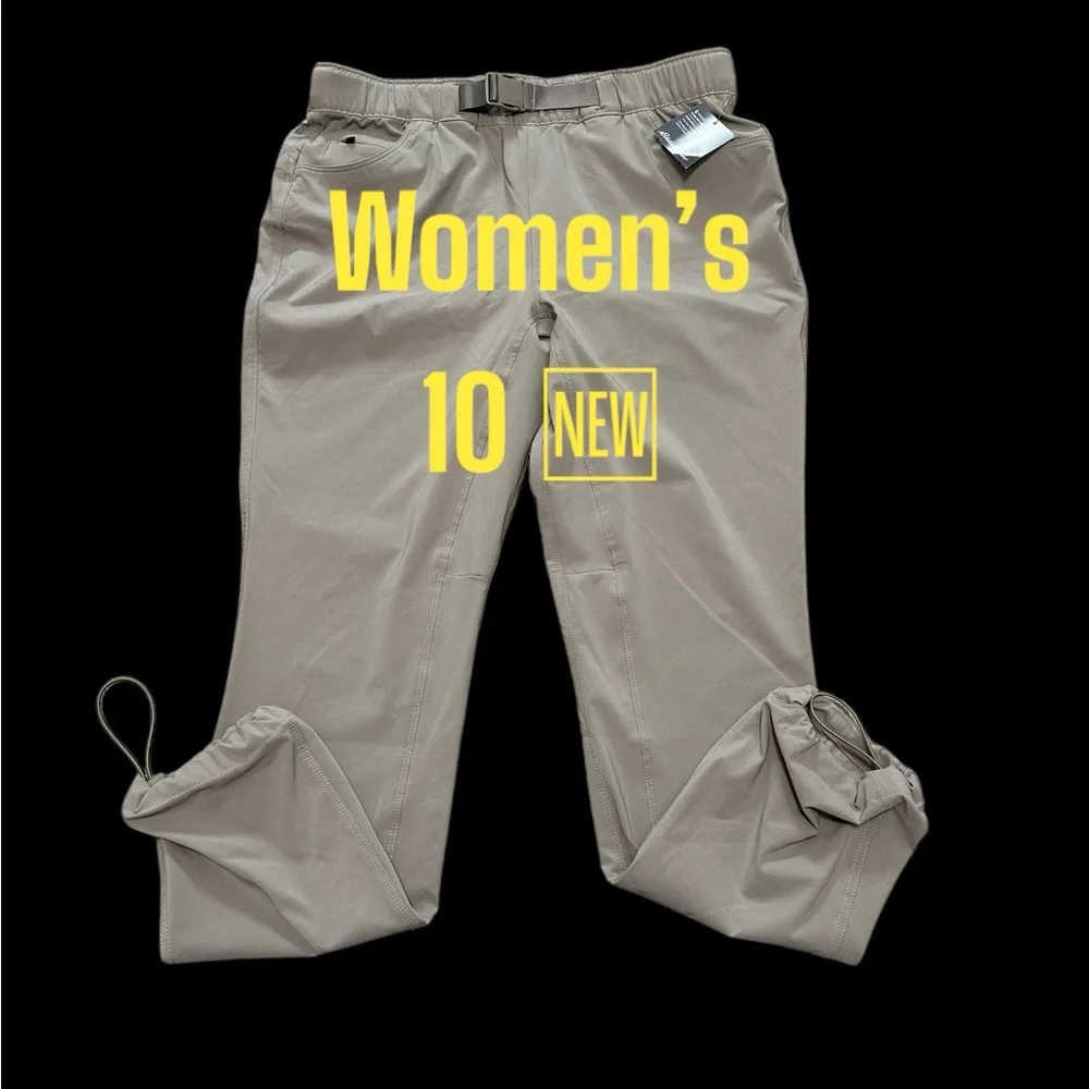 Women’s Eddie Bauer 10 Medium Joggers ClimaTrail Pants Sweats Beige Pockets NWT - Picture 2 of 14